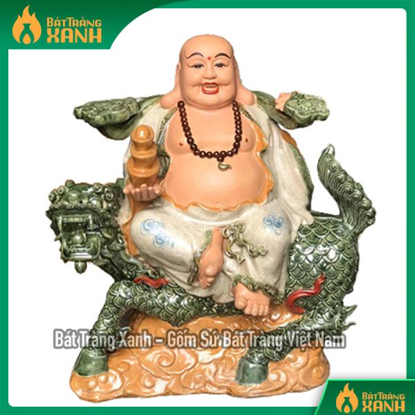 Tượng Di Lặc Ngồi Kỳ Lân men rạn màu Xanh ngọc cao 70cm Tượng Di Lặc Ngồi Kỳ Lân men rạn màu Xanh ngọc cao 70cm