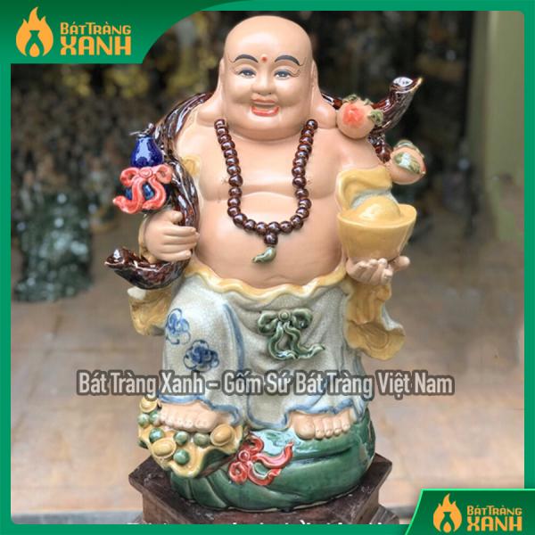 Tượng sứ Di Lặc ghánh hồ lô đào Tượng sứ Di Lặc ghánh hồ lô đào