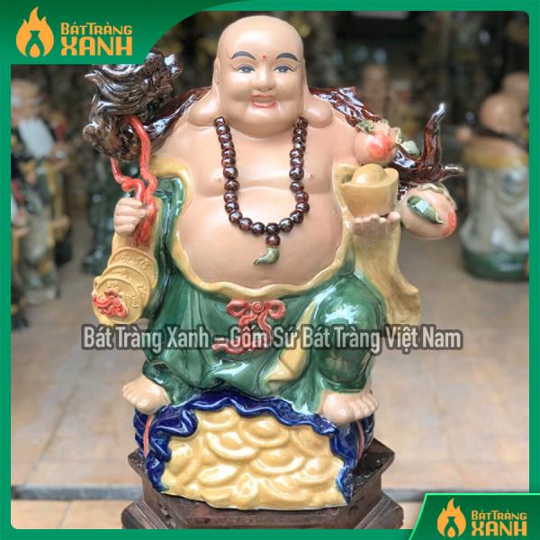 Tượng sứ Di Lặc ghánh tiền đào Tượng sứ Di Lặc ghánh tiền đào