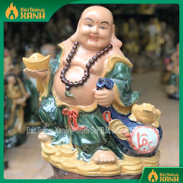 Tượng sứ Di Lặc kéo túi lộc S1 cao 43cm Tượng sứ Di Lặc kéo túi lộc S1 cao 43cm