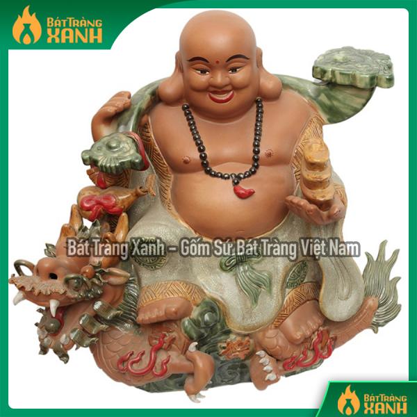Tượng sứ Di lặc men rạn cưỡi Rồng cao 70cm Tượng sứ Di lặc men rạn cưỡi Rồng cao 70cm